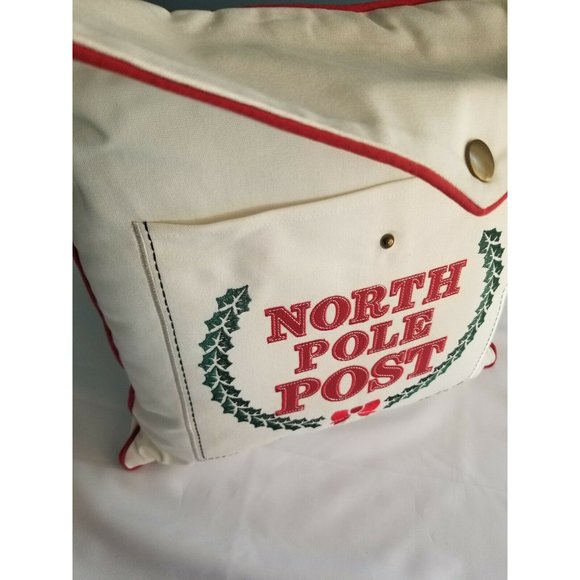 NWT LARGE DECORATIVE PILLOW NORTH POLE POST WITH LETTER POCKET EMBROIDERED - Picture 3 of 8